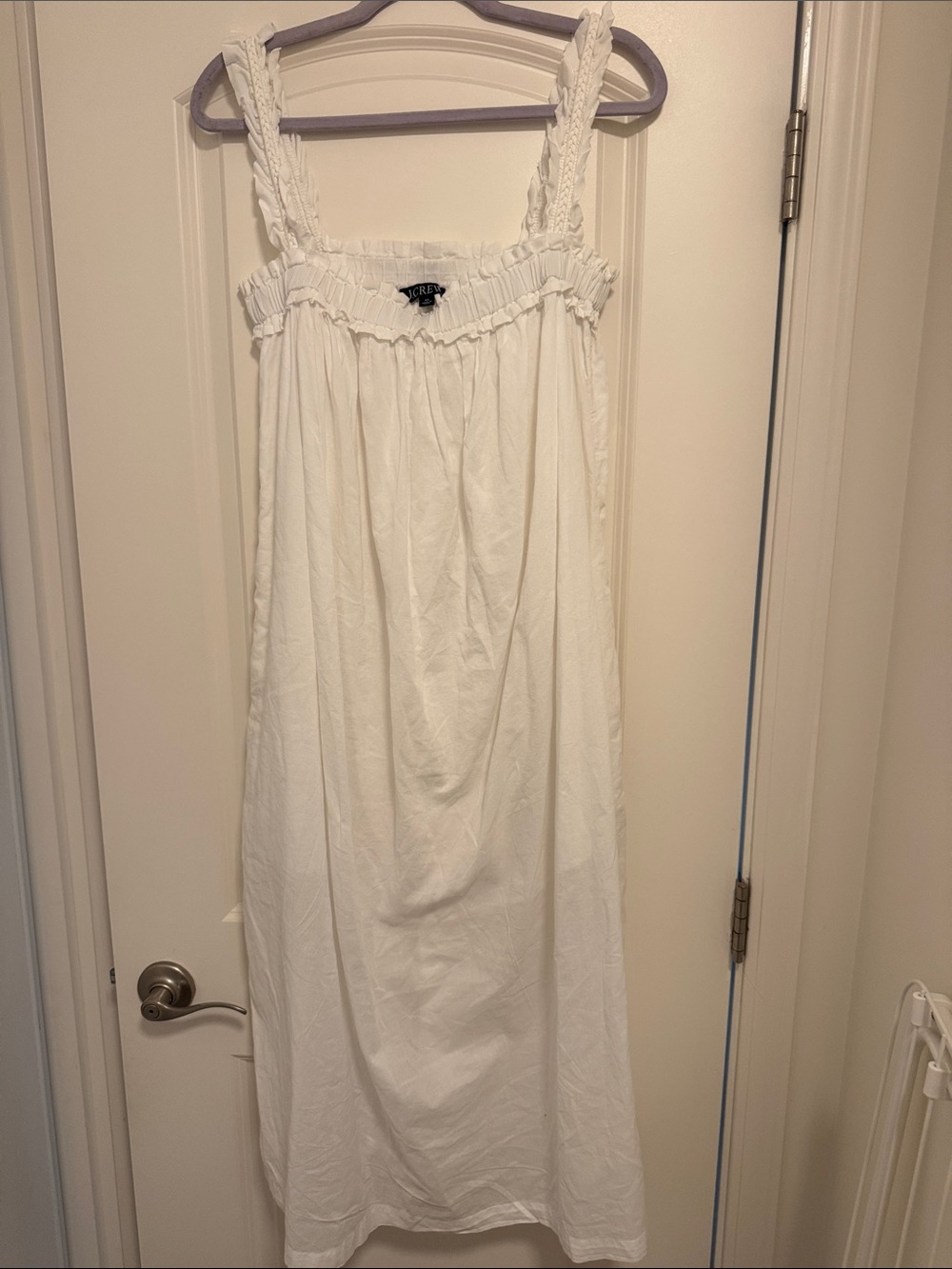 J. Crew White Cotton Braided-Strap Midi Dress xs